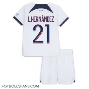 Paris Saint-Germain Lucas Hernandez #21 Replika Bortatröja Barn 2023-24 Kortärmad (+ Korta byxor)